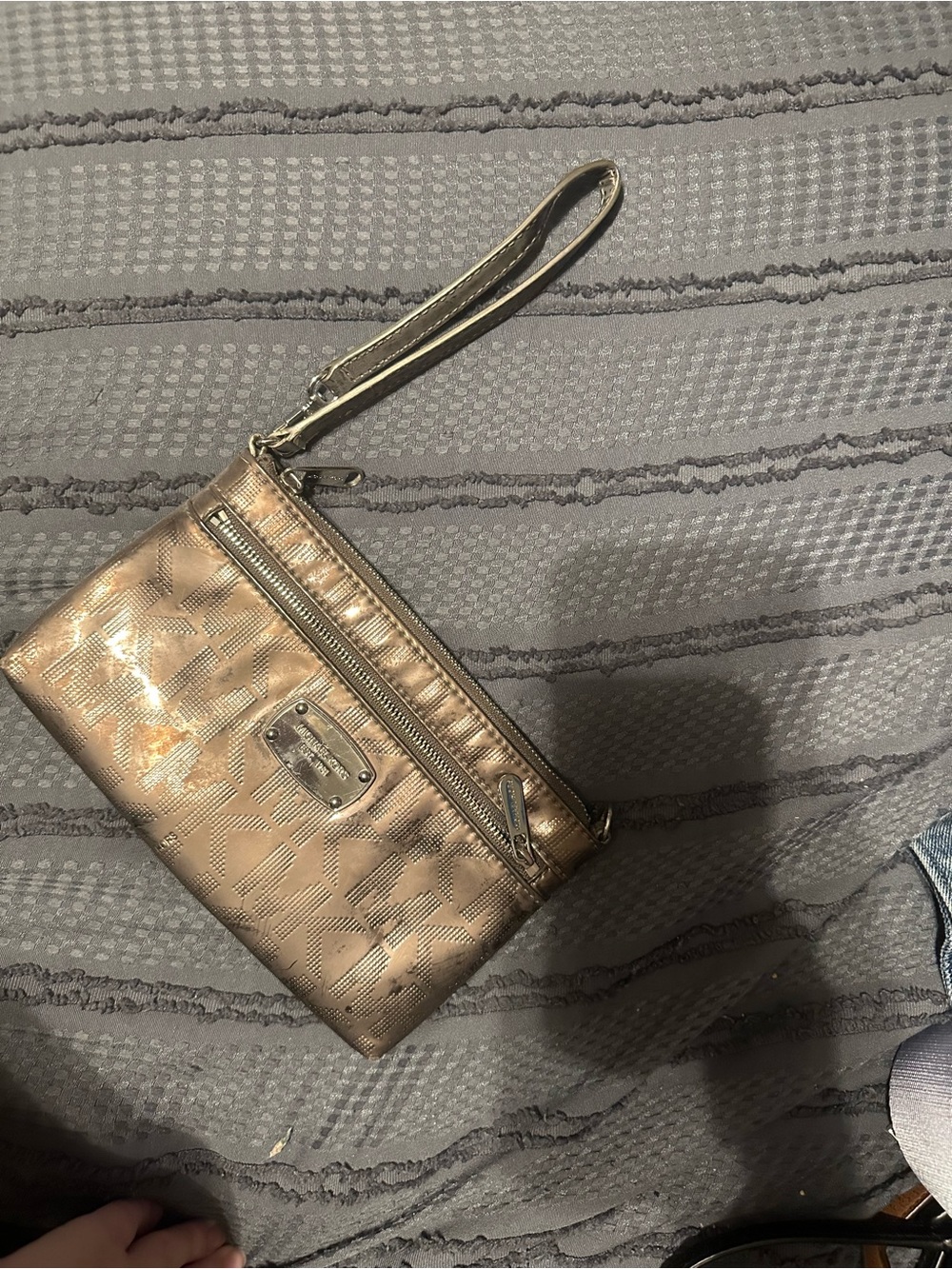 Michael Kors Metallic Silver Wristlet Clutch